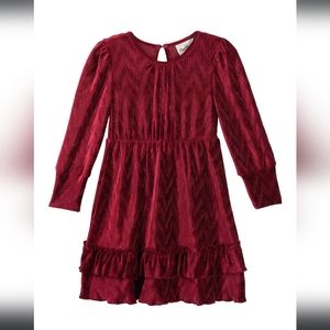 Little girls long sleeve velvet dress